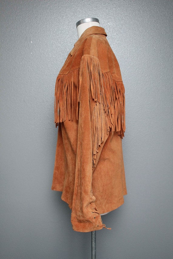 Fkvintage 1970s Suede Leather Fringe Jacket/Pullo… - image 4
