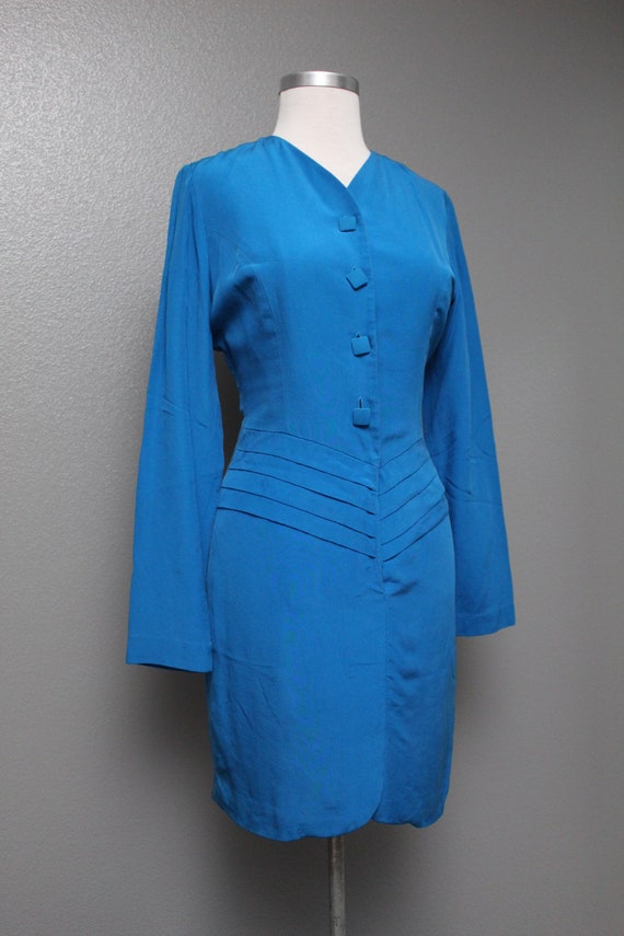 Fkvintage 1980s Satin Cobalt Blue Dress