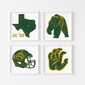 Baylor Bears 4 Set Digital Prints, Waco, Texas, BU