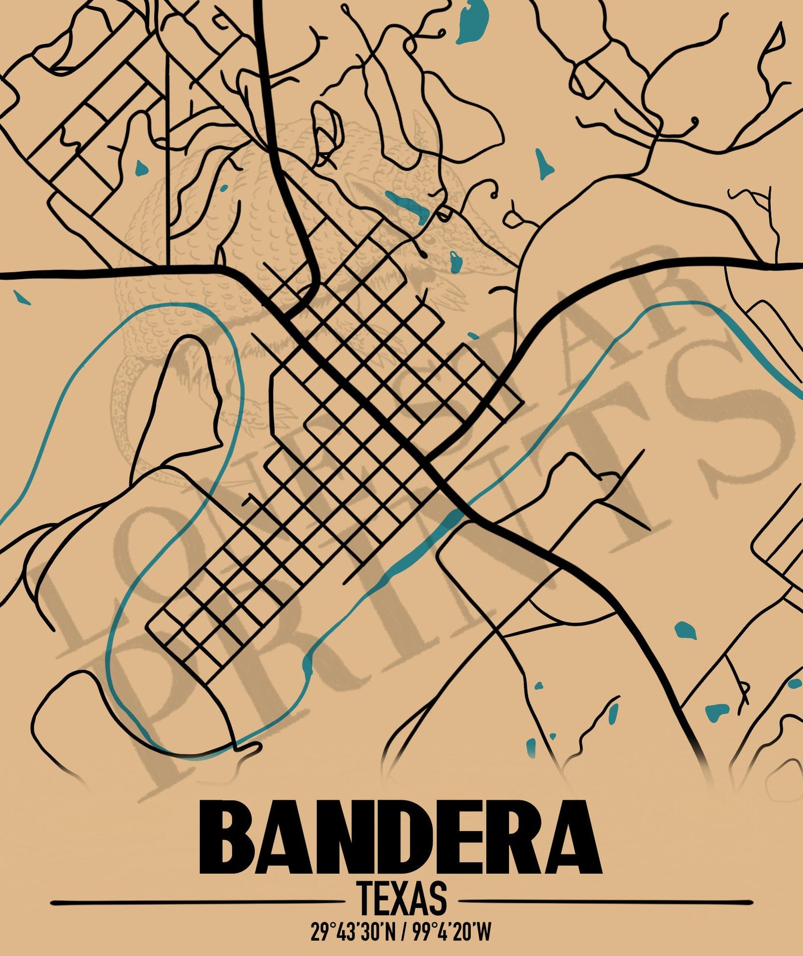 Bandera TX Map Coordinates Print Digital Download PNG Etsy