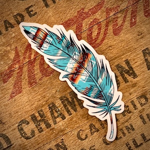 Turquoise Western Feather Sticker