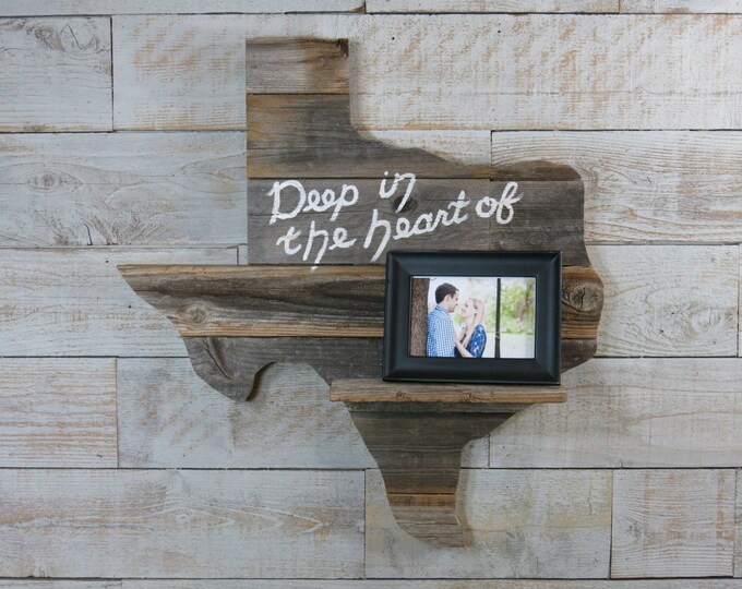 Reclaimed Wood Texas Wall Art 24 With Shelf Etsy