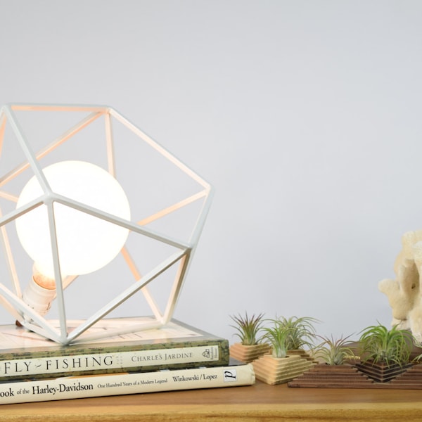 Table Lamp, Modern Geometric Edison Bulb Lamp, The Mercedes Geometric Table Lamp, UL Certified Residential Commericial, WHITE