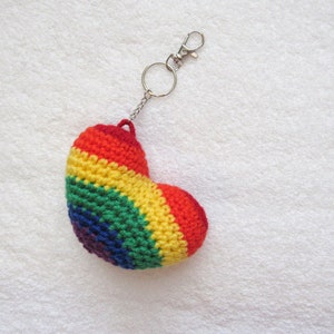 Set of Two Crochet Pride Heart Keychains, Pride Flag Bag Charm, Pride Flag Keychain, Crochet Heart, Rainbow Heart, Love is Love