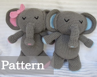 Crochet Elephant Pattern, Amigurumi Pattern, Crochet Animal Pattern, Elephant Pattern, Elephant Plush Pattern,  PDF Crochet Pattern
