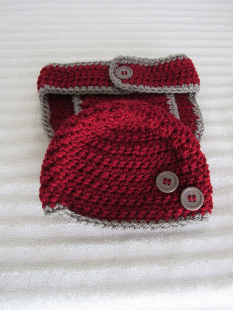 Diaper Cover Set Maroon and Gray Crochet Diaper Cover Set Etsy