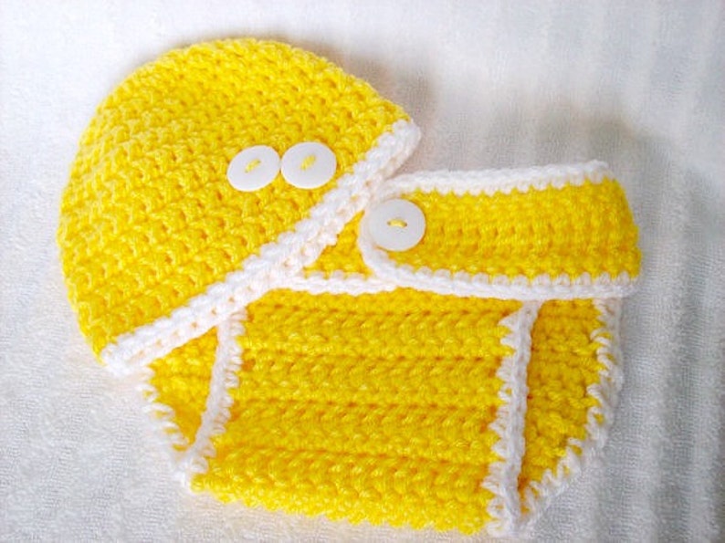 Baby Shower Gift Set Duck Plush Baby Diaper Cover Set and Crochet Duck Stuffed Animal in Yellow and Orange