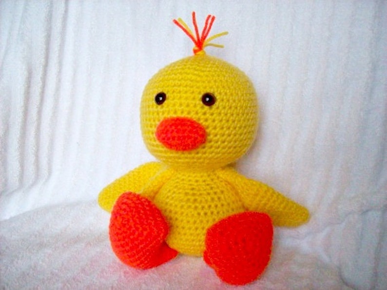Baby Shower Gift Set Duck Plush Baby Diaper Cover Set and Crochet Duck Stuffed Animal in Yellow and Orange