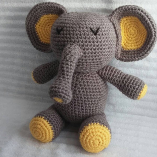 Crochet Elephant, Elephant Stuffed Animal, Crochet Animal, Elephant Plush, Stuffed Elephant, Zoo Nursery Decor, amigurumi elephant