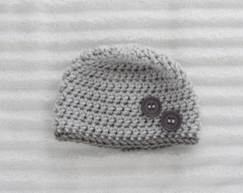 Baby Beanie, Crochet Beanie, Photography Prop, Newborn Photos, Crochet Baby Hat, Crochet Hat, Newborn Photography Prop, Gray Beanie