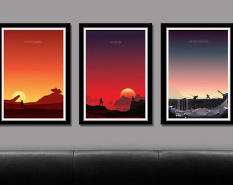 Force Inspired - Star Wars Sunset Minimalist Poster Set - Episodes 7,8 & 9 Sunset Collection - Print 237 - Home Decor