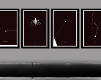 Classic Comic Heros Minimalist Poster Set - Black Collection- Print 286 - Home Decor