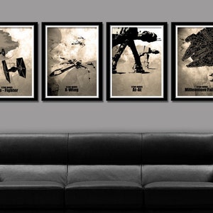 Force Inspired Star Wars Minimalist Movie Poster Set - Home Decor (Sepia)