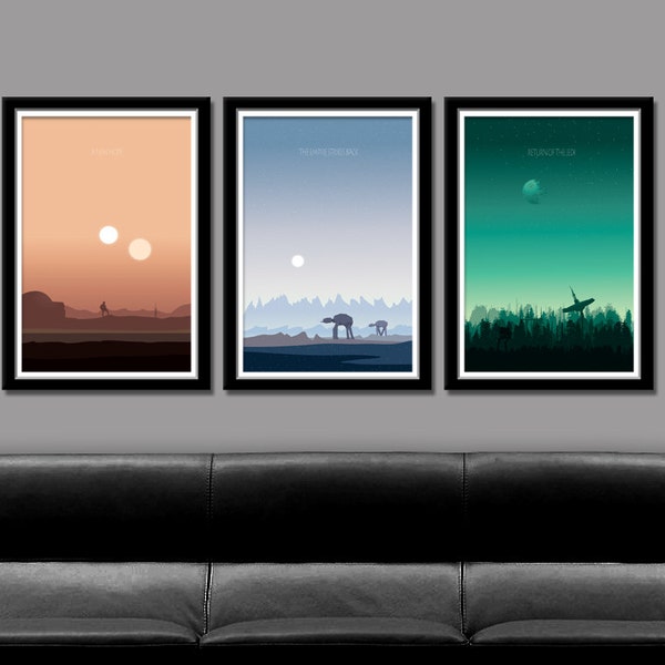 Force Inspired - Star Wars Inspirited Sunset Minimalist Poster Set - Episodes 4,5, & 6 Sunset Collection - Print 237 - Home Decor