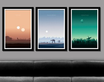 Force Inspired - Star Wars Inspirited Sunset Minimalist Poster Set - Episodes 4,5, & 6 Sunset Collection - Print 237 - Home Decor