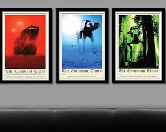 The Coruscant Times Headlines Posters - Star Wars Inspired - 13x19, 16x24 or 24x36 Inches - Home Decor