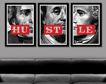 American Cash Money Hustle - 13x19, 16x24 or 24x36 Inches - Office Art // Home Decor