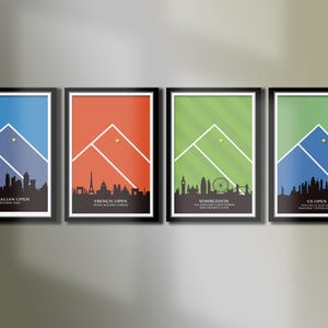 Grand Slam Tennis Collection Poster Set - Print 455 - Home Decor- 13 X 19, 16 X 24 -OR- 24 x 36 Inches