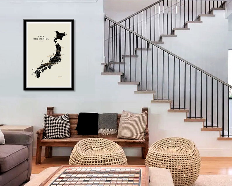 Sake Regions of Japan Minimalist Map 13x19 16x24 or 24 X 36 Home Decor