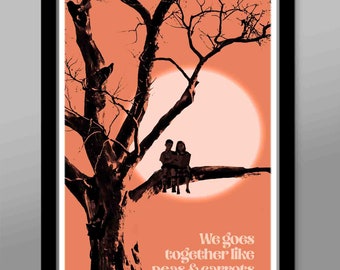 Customizable Peas and Carrots Poster - Jenny and Forrest - 13x19, 16x24 or 24x36 Inches - Home Decor