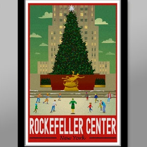 Christmas Elf in NY Inspired Rockefeller Center / New York Poster - Home Decor