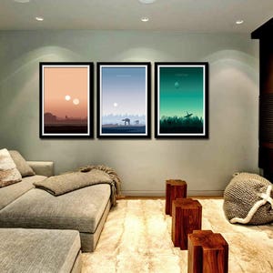 Force Inspired Star Wars Inspirited Sunset Minimalist Poster Set Episodes 4,5, & 6 Sunset Collection Print 237 Home Decor image 5