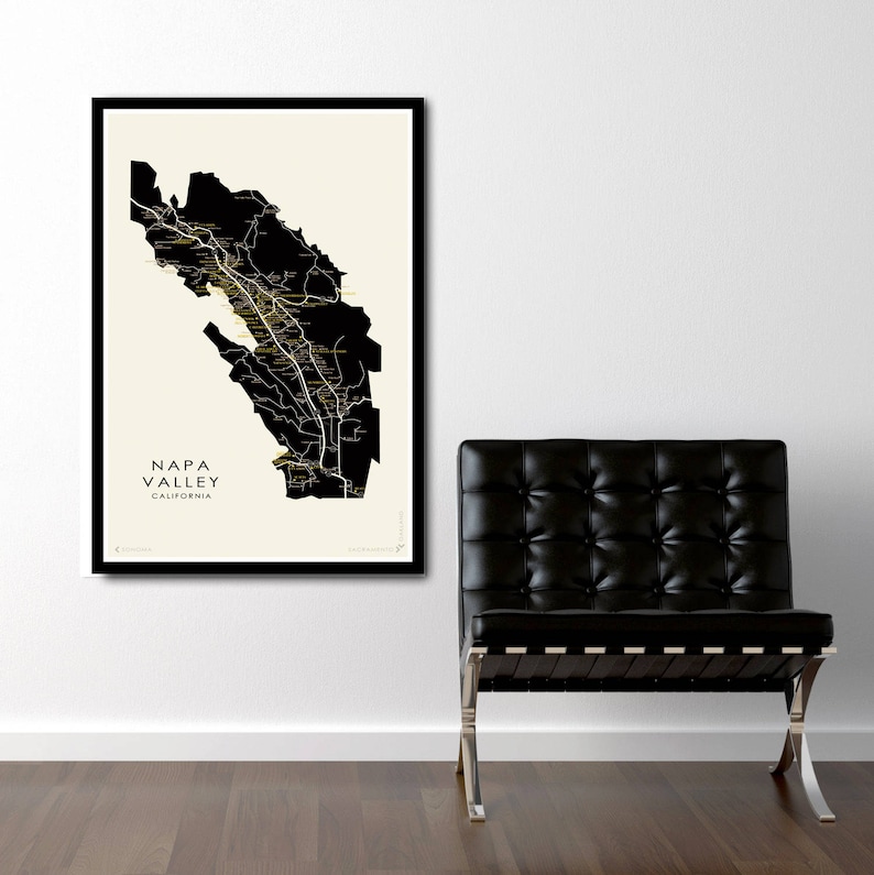 Napa Valley Wineries Minimalist Map - Wine Poster - 13x19, 16x24 or ...
