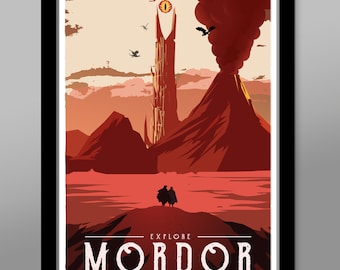 Mordor Tribute Travel Art - 13x19, 16x24 or 24x36 Inches - Print 538 - Home Decor