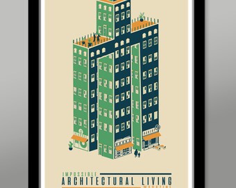Impossible Architectural Magazine Poster #2- Bauhaus Style Wall Art - 13x19, 16x24 or 24x36 Inches - Print 570 - Home Decor