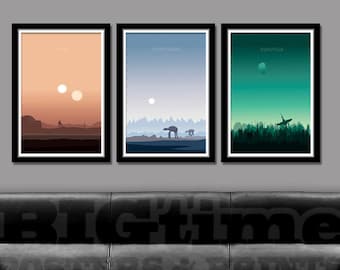 Force Inspired - Star Wars Inspirited Sunset Minimalist Poster Set - Episodes 4,5, & 6 Sunset Collection - Print 237 - Home Decor