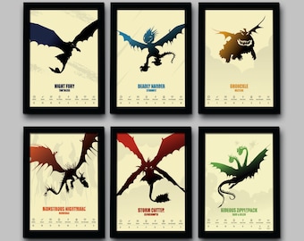 How To Train Your Dragon Inspired Minimalist Movie Poster Set - Hiccup Version - 6 Prints - 8.5 X 11 - Home Decor
