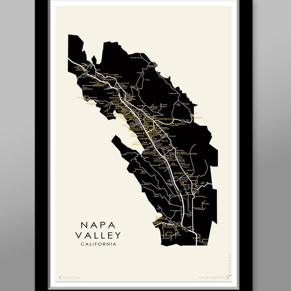 Napa Valley Wineries Minimalist Map - Wine Poster - Home Decor