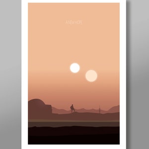 Force Inspired Star Wars Inspirited Sunset Minimalist Poster Set Episodes 4,5, & 6 Sunset Collection Print 237 Home Decor image 2