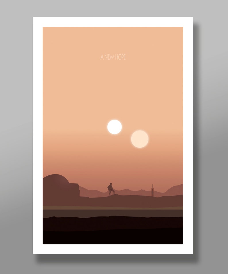 Force Inspired Star Wars Inspirited Sunset Minimalist Poster Set Episodes 4,5, & 6 Sunset Collection Print 237 Home Decor image 2