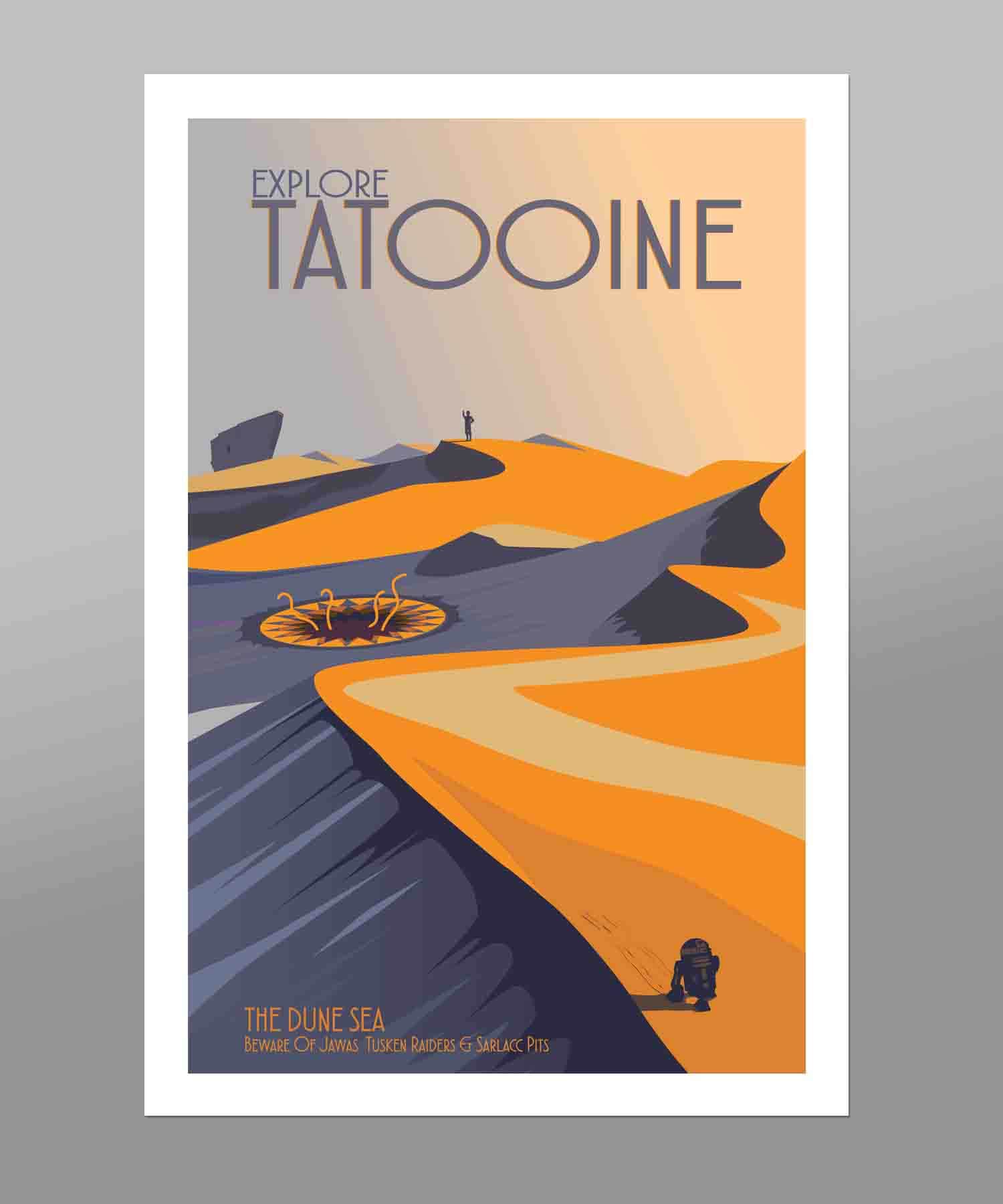 Star Wars Tatooine Travel Poster - 13x19, 16x24 or 24x36 Inches