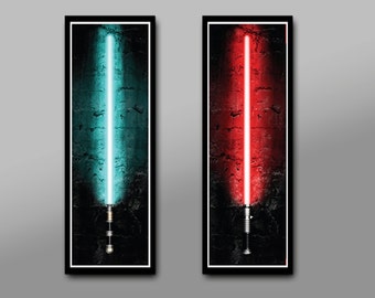 Light Saber Inspired - Sith vs Jedi (Print 356) - Tall Collection 12 x 36 Inches - Home Decor