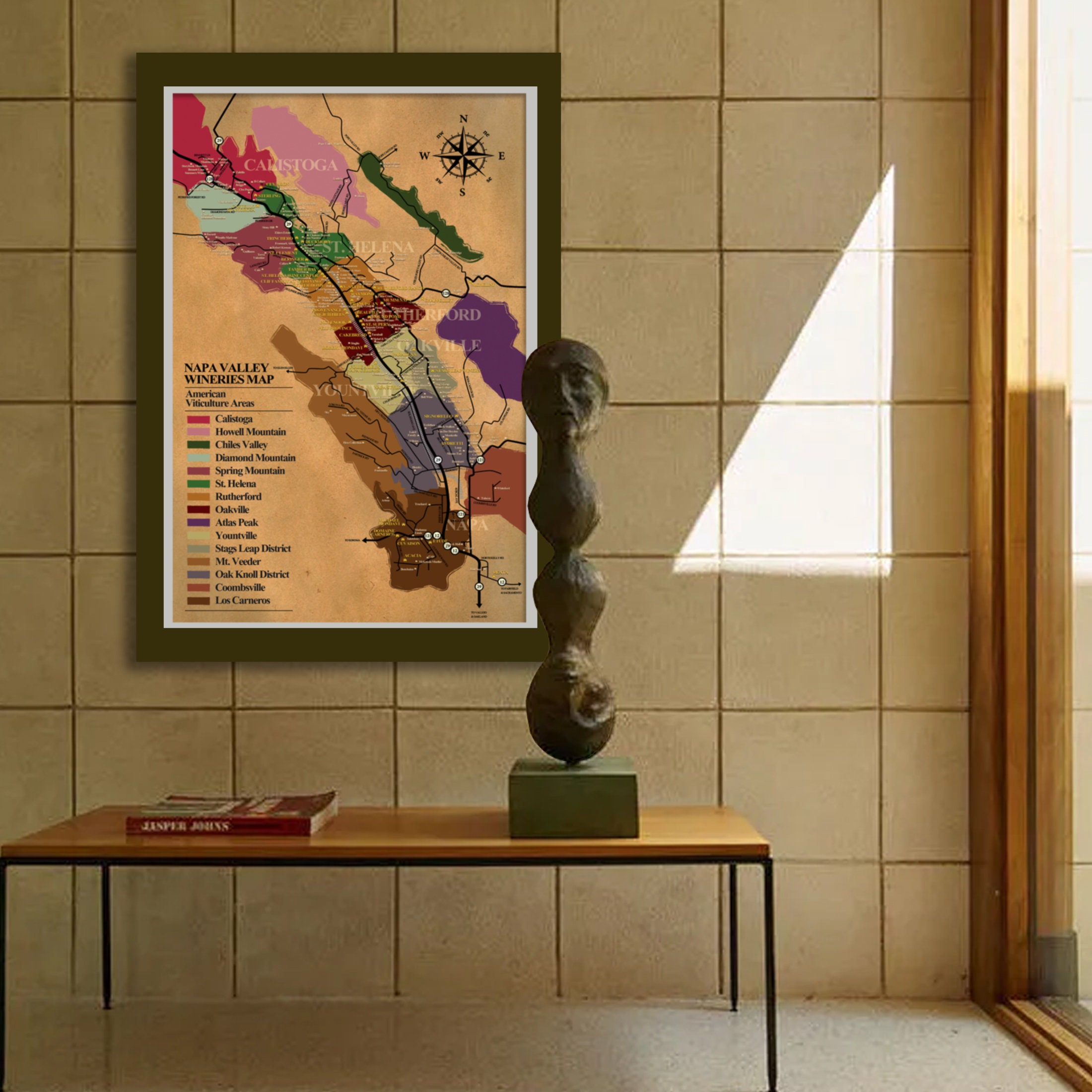 ナパバレー ワイナリー 地図　額付き ナパバレー ワイナリー 地図 額付き Sonoma valley wine map - Etsy