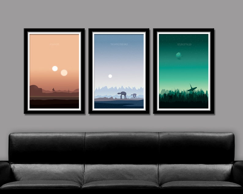 Force Inspired Star Wars Inspirited Sunset Minimalist Poster Set Episodes 4,5, & 6 Sunset Collection Print 237 Home Decor image 1