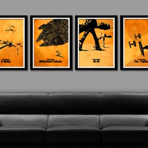Force Inspired Minimalist Movie Poster Set - Home Decor (warm yellow)