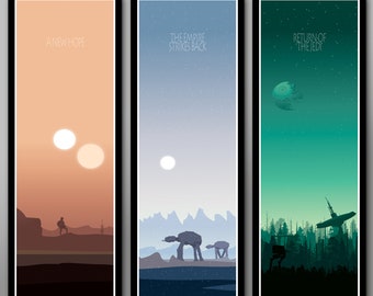 Force Inspired - Star Wars Inspirited Minimalist Movie Poster Set - Sunset Collection//Long Series - 12 x 36 Inches - Print 333 - Home Decor