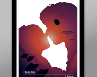 Han + Leia  Inspired Minimalist Star Wars Movie Poster - I love You. I know. -  Home Decor