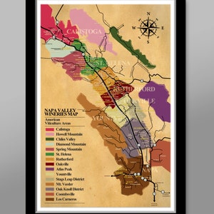 Napa Valley Wineries Poster Wine Map Print 311 Home Decor image 1