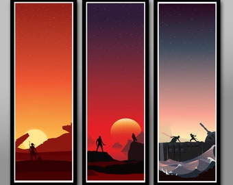 Force Inspired - Star Wars Inspirited Minimalist Movie Poster Set - Sunset Collection//Long Series - 12 x 36 Inches - Print 333 - Home Decor