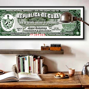 Cuban Cigar Official Seal of Authentication - 12x36 Inches - Home Decor
