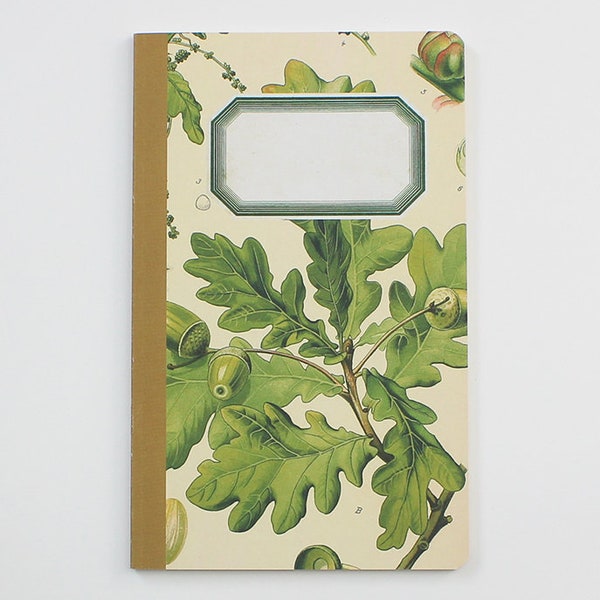 Oak branch and acorn Notebook, Acorn stationery, botanical gift, Christmas gift, Botanical Mini Diary, botanical gift for mum, Secret Santa