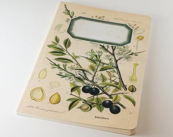 Blackthorn sloe Notebook gift, botanical stationery gift for mum, Christmas gift Blackthorn Diary, botanic lined Notebook, Secret Santa gift