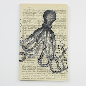 Dictionary art Notebook, octopus stationery, octopus gift, octopus book, Christmas gift, octopus Mini Diary, Octopus Notebook, Secret Santa