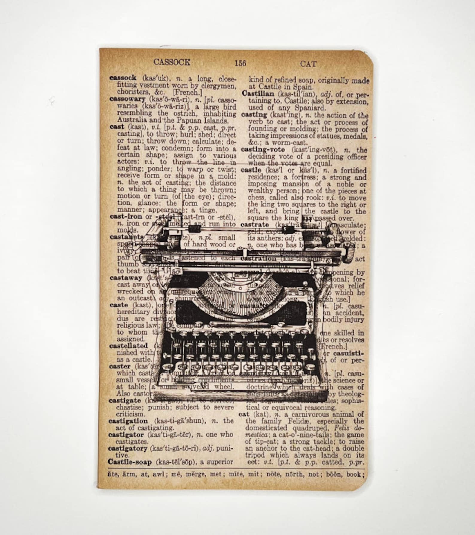 Dictionary art vintage typewriter Notebook, typewriter stationery, Christmas gift, gift under 10, Mini Diary, Lined notebook, Secret Santa