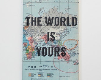 Wold map notebook, map stationery, Secret Santa gift , world is yours journal, World map themed Diary, Christmas gift, lined Notebook