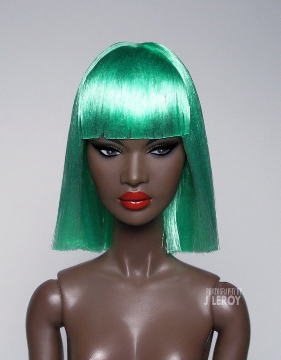 1 6 Scale Cleo Green Short Bob Bangs Style Wig For Fr Fashion Royalty Nu Face Barbie Dolls